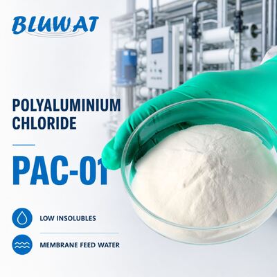 mua 0.1% Tối đa. Chất không tan Bột trắng Túi 25kg PAC-01 Polyaluminium Chloride cho Nước cấp màng sản xuất trực tuyến